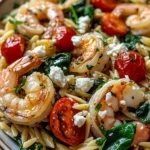 Lemon Feta Orzo Shrimp