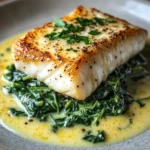 Lemon-Garlic Sea Bass with Creamed Spinach