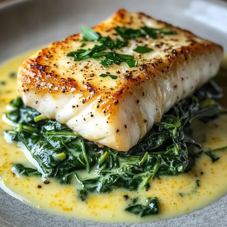 Lemon-Garlic Sea Bass with Creamed Spinach