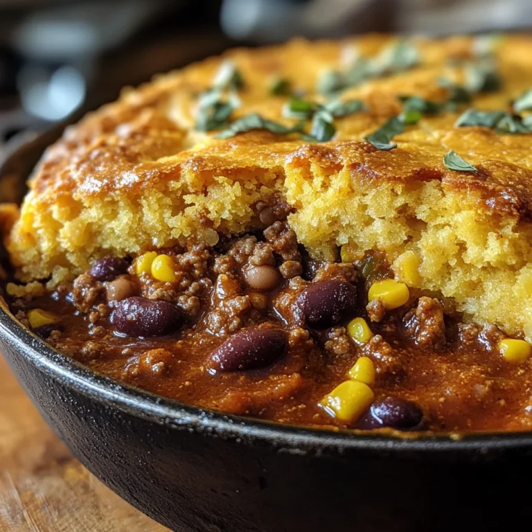 Skillet Chili Cornbread Pot Pie